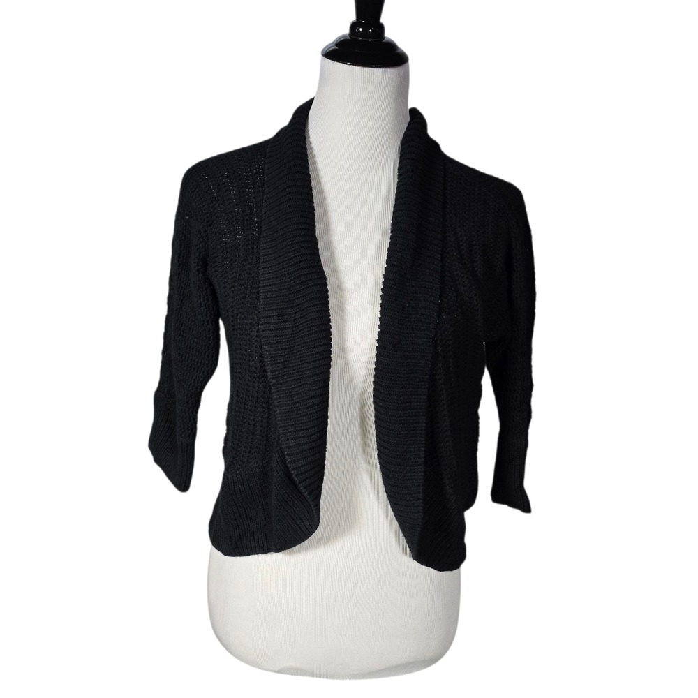 Sonoma Life + Style Medium Black Open-Front Women's Knit Sweater Shrug